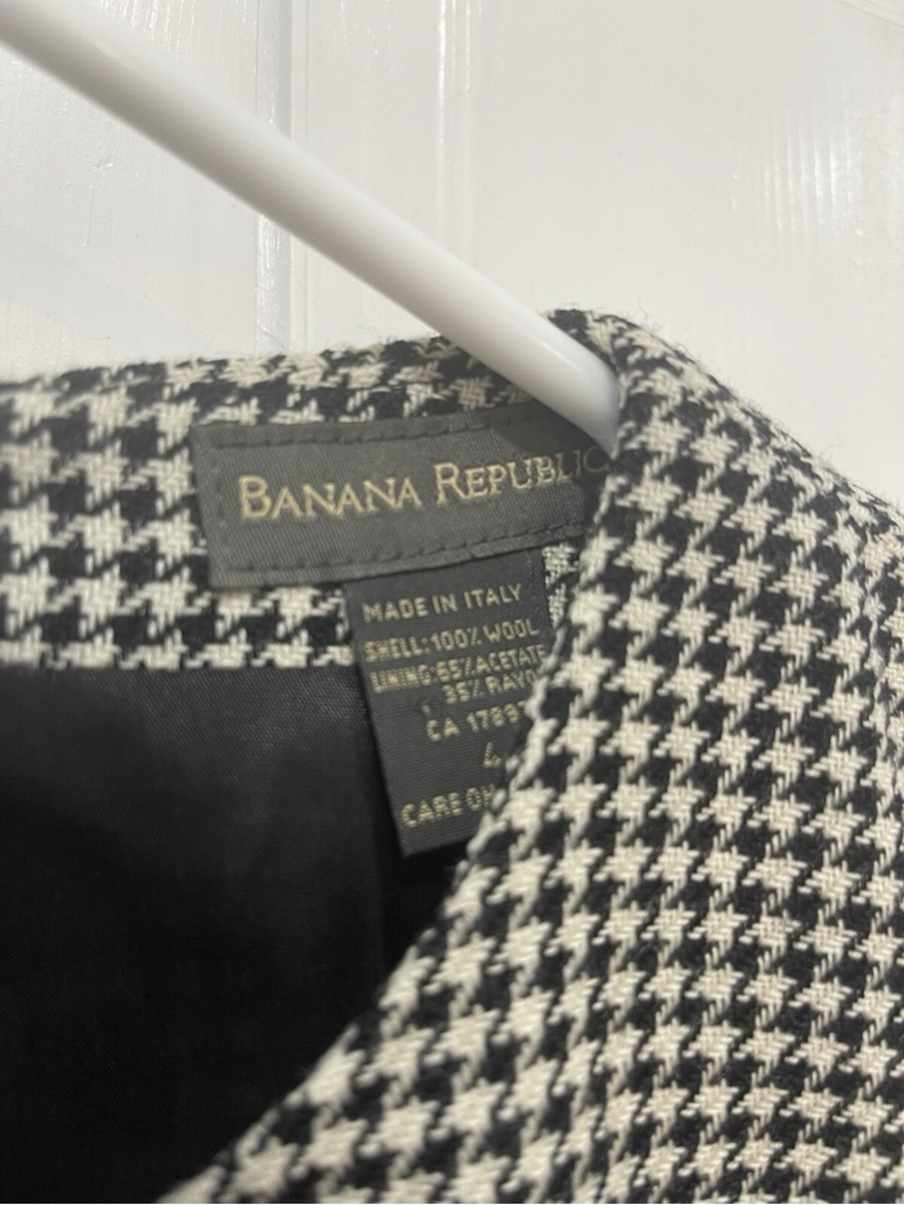 Banana Republic Black and White Houndstooth Pattern Sleeveless Wool Dress Size 4 - Picture 2 of 5
